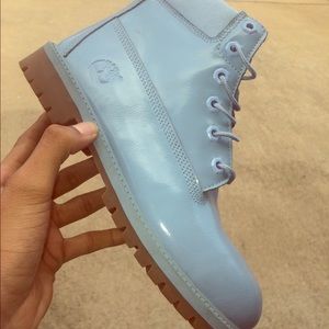 Leather Baby Blue Timberlands Boots size 9